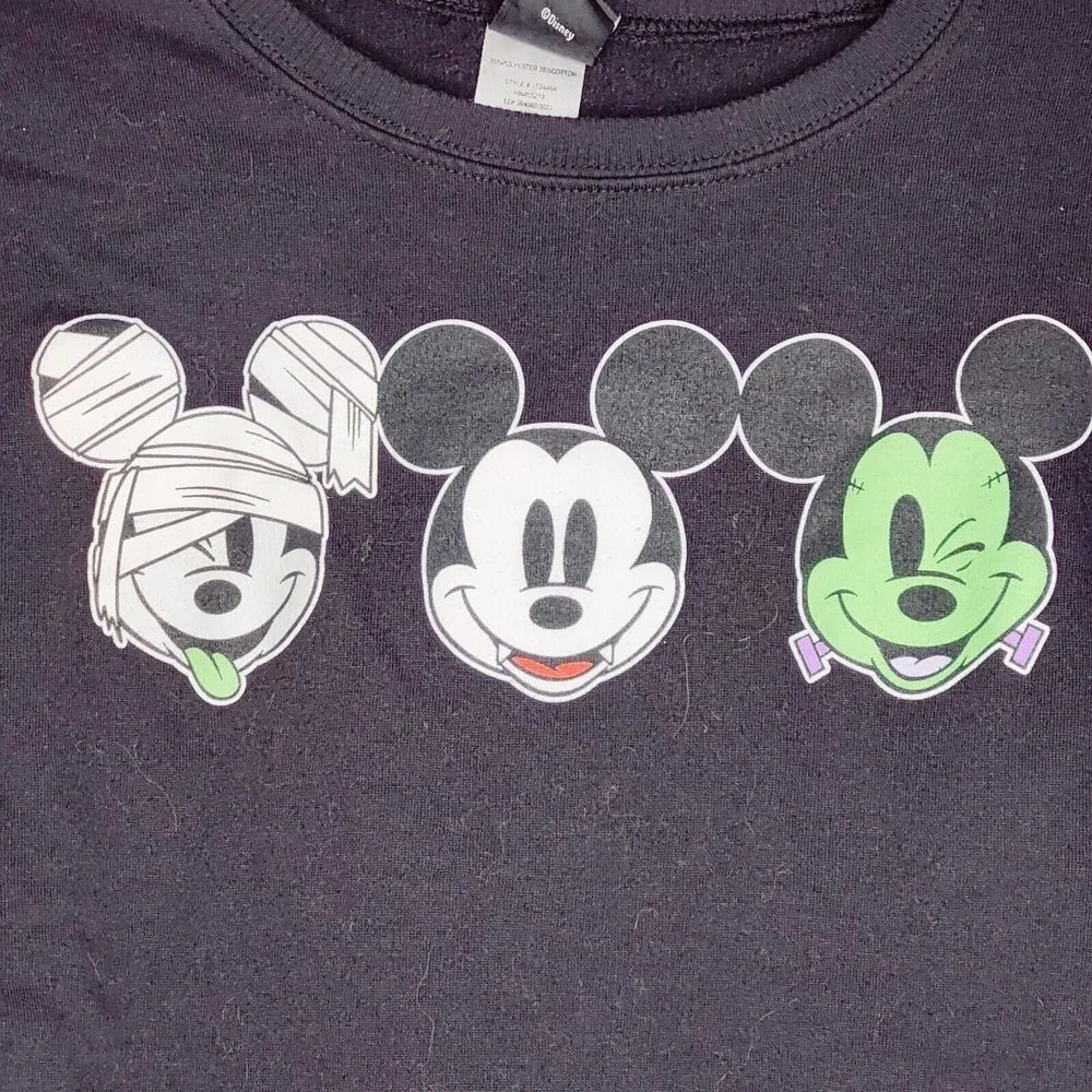 Disney Womens Medium Halloween Mickey Mouse Pullover Sweatshirt Mummy Vampire - Picture 2 of 6